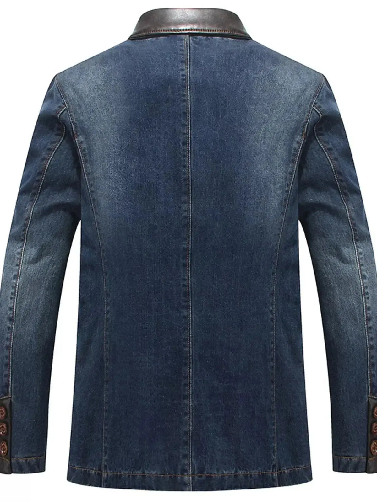 Plus size men's structured denim blazer by Plush Fashion Hub featuring a classic button-up cotton jacket with tailored fit.