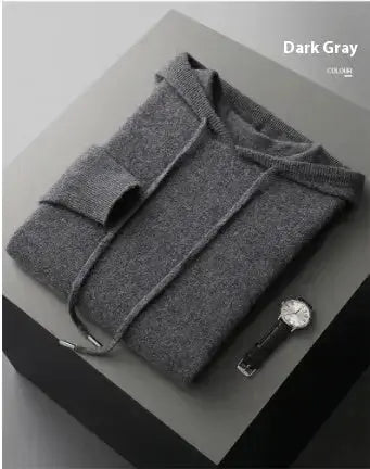 Men's solid color casual hooded knitted sweatshirt and jogger set by Plush Fashion Hub, showing the comfortable activewear ensemble.
