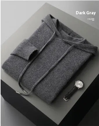 Men's Solid Color Casual Hooded Knitted Sweatshirt Long Pants Set - Plush Fashion Hub