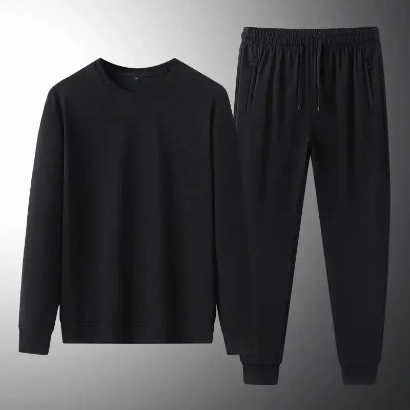 Men's premium two-piece sweatshirt and jogger set by Plush Fashion Hub, soft stretch lounge suit for spring and autumn.