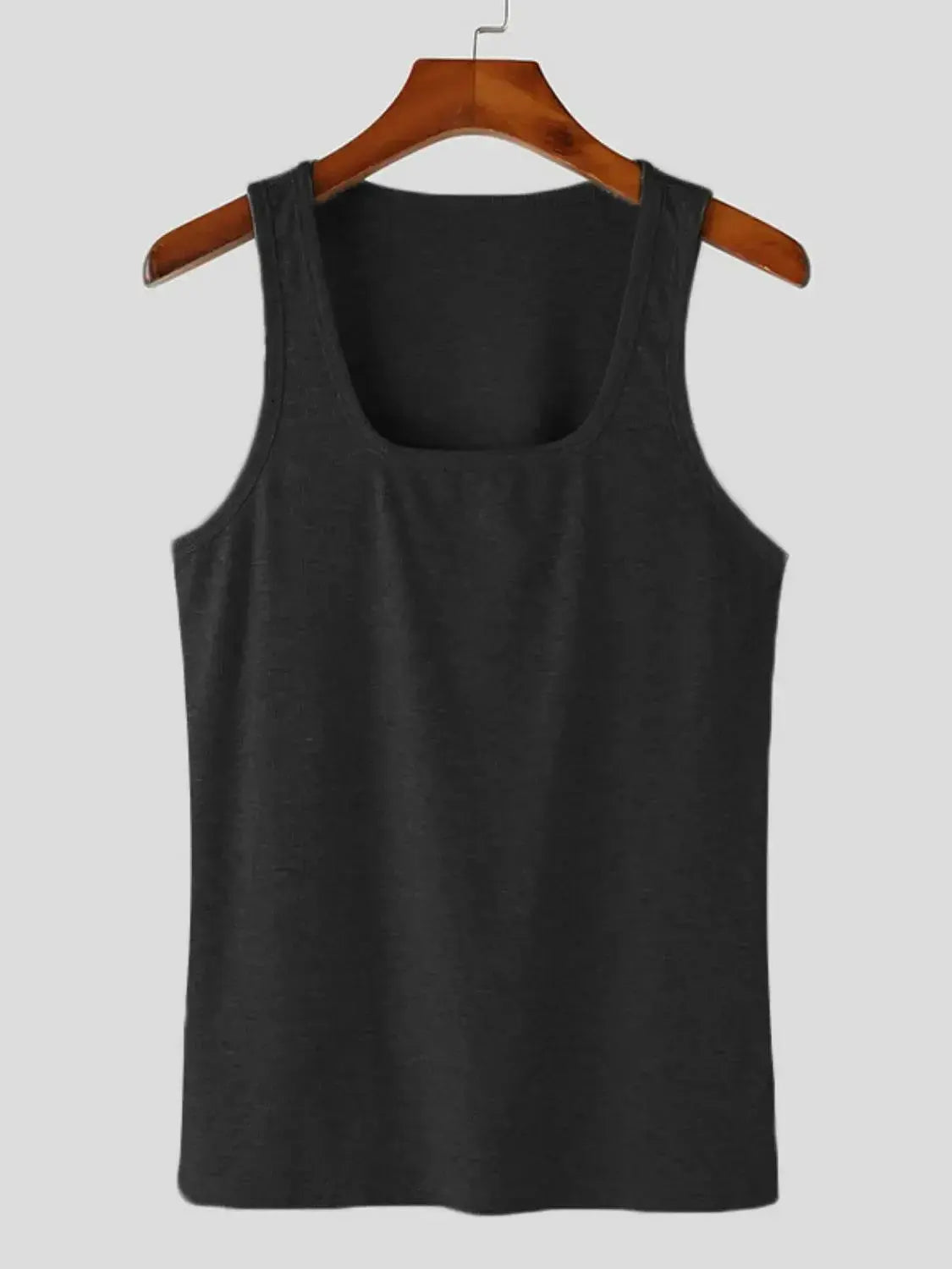 Men's square neck athletic tank top with wide straps, breathable sleeveless shirt by Plush Fashion Hub, ideal for active wear.