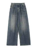 Men's washed straight-leg stretch jeans by Trendsi, featuring a comfortable fit and classic denim style for everyday wear.