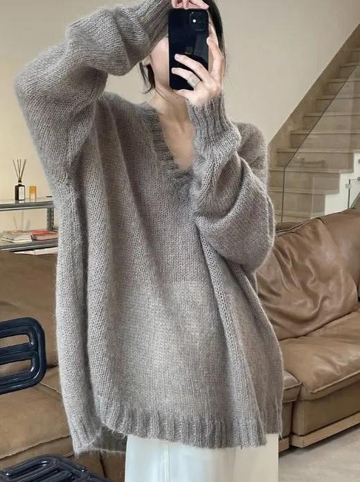 Mohair Loose Thin Hollowed Knit Sweater PAINEVIDA