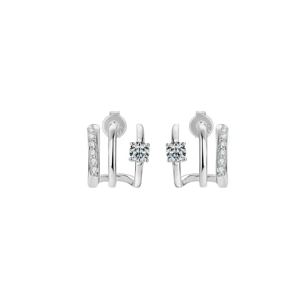 Sterling silver stud earrings with 0.84ct moissanite gemstones, featuring a timeless and elegant jewelry design.