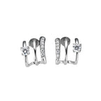 Premium 0.84ct Moissanite sterling silver stud earrings with a sparkling gemstone setting.