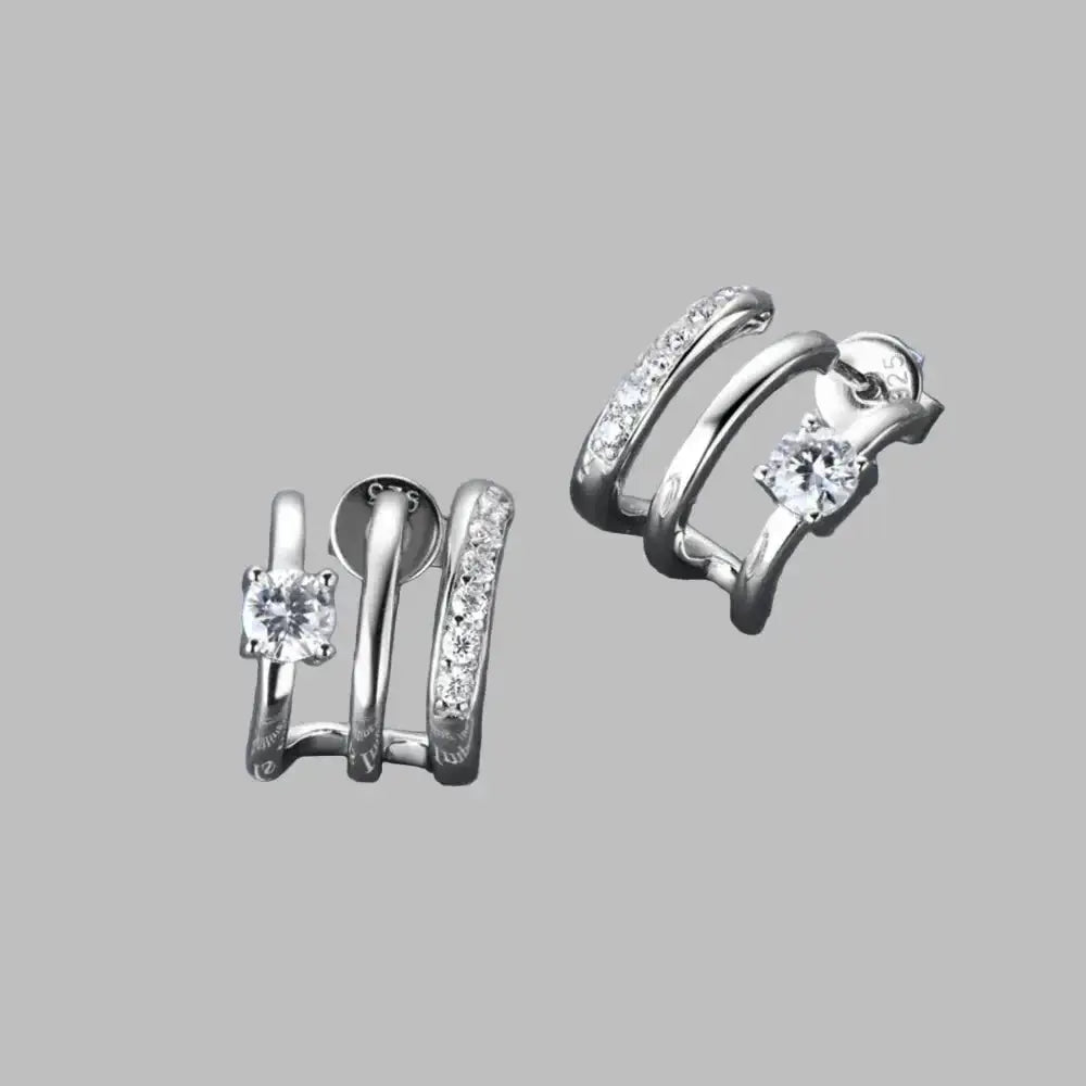 Sterling silver stud earrings with 0.84ct moissanite gemstones, elegant jewelry from Plush Fashion Hub.