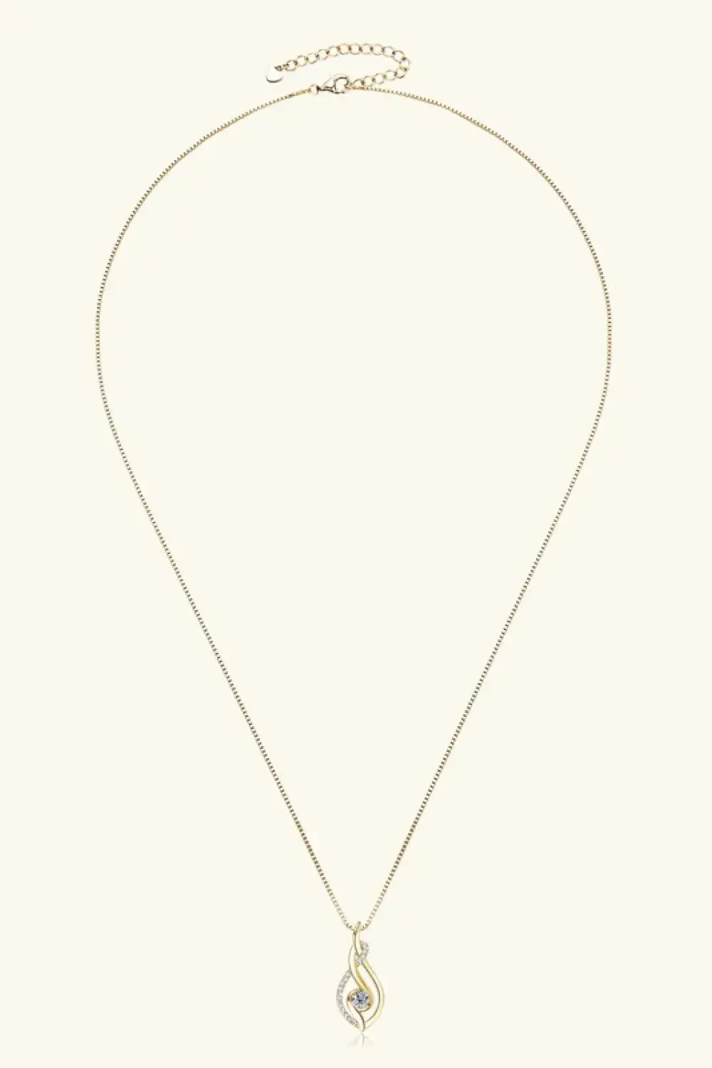 Moissanite 0.3ct necklace in sterling silver with 18K gold accents, showcasing a delicate jewelry design.