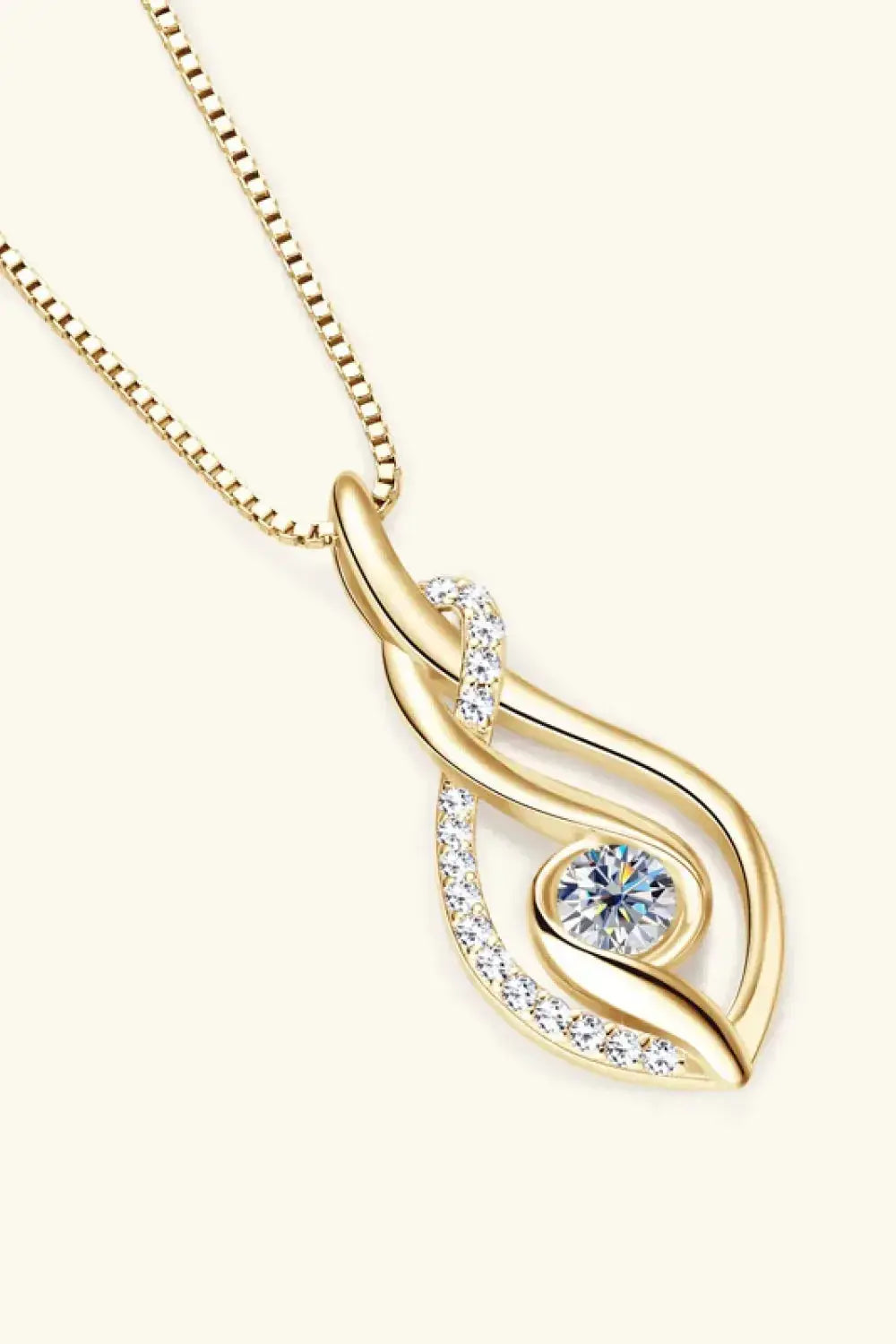 Moissanite 0.3ct necklace in 925 sterling silver with 18K gold accents, featuring a sparkling gemstone and elegant design.