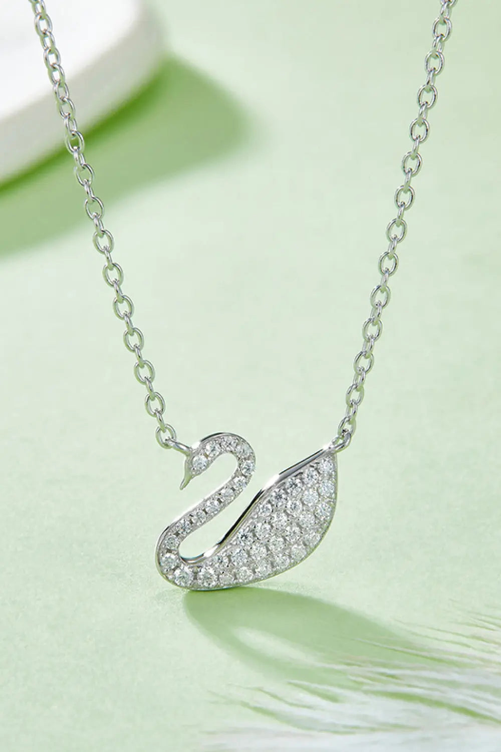 Moissanite Swan 925 Sterling Silver Necklace - Plush Fashion Hub
