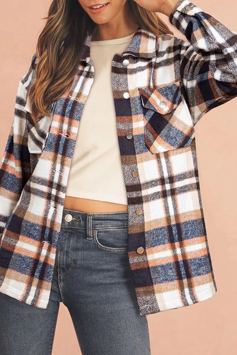 Multicolor Plaid Casual Button Up Flannel Shacket Anytime Gilded Glamour Shop
