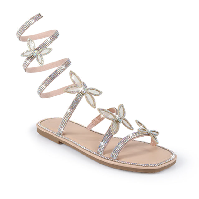 Nancy-1 nude sandals by Plush Fashion Hub, stylish open-toe footwear with ankle straps, shown from a side angle.
