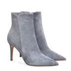 Women's super high heel pointed toe ankle boots by Trendy Attic Store01, showcasing sleek black leather design with stiletto heels.