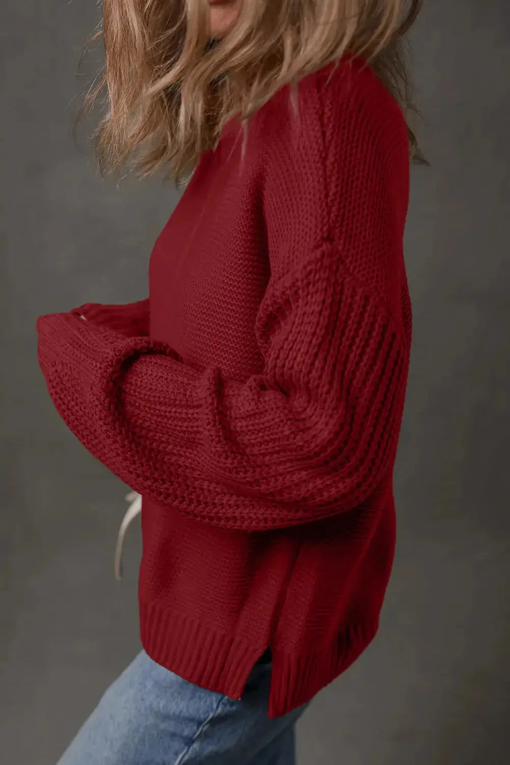 Light beige Natalia drop shoulder loose sweater by Threaded Pear, featuring a relaxed fit and soft knit fabric.