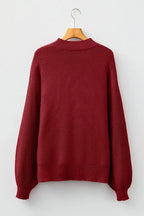 Light gray Natalia drop shoulder loose sweater by Threaded Pear, featuring a relaxed fit and soft knit fabric.