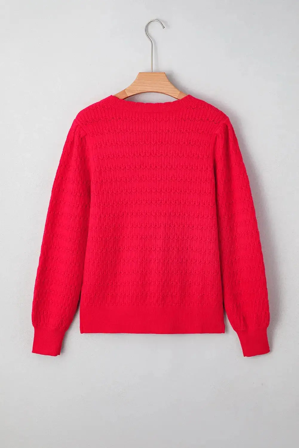 Nellie knit ribbed cuffs sweater by Threaded Pear, featuring cozy knit fabric and ribbed sleeve cuffs in a stylish design.