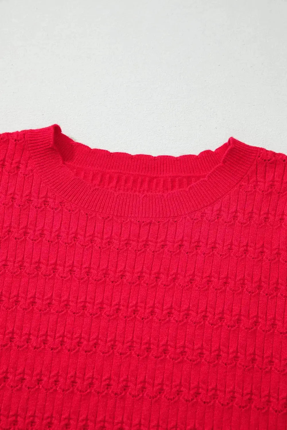 Nellie knit ribbed cuffs sweater by Threaded Pear, showcasing a cozy, textured knit with ribbed sleeve cuffs and a classic fit.