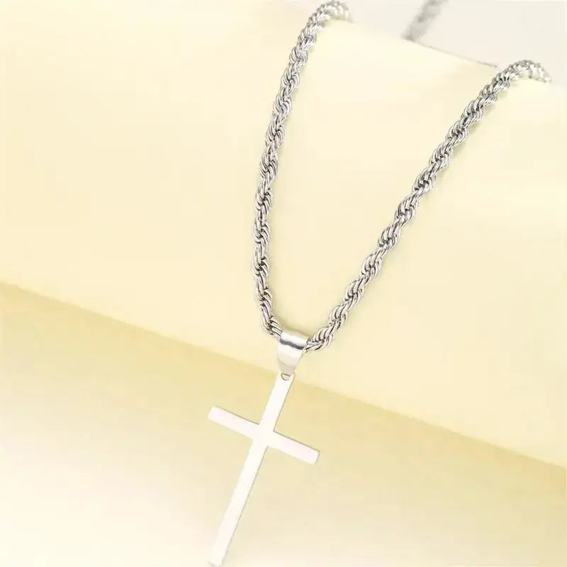 Minimalist gold cross pendant necklace for men and women, unisex dainty gold jewelry chain by Plush Fashion Hub.
