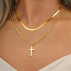 Minimalist gold cross pendant necklace for men and women, dainty unisex jewelry chain, stylish and subtle jewelry accessory
