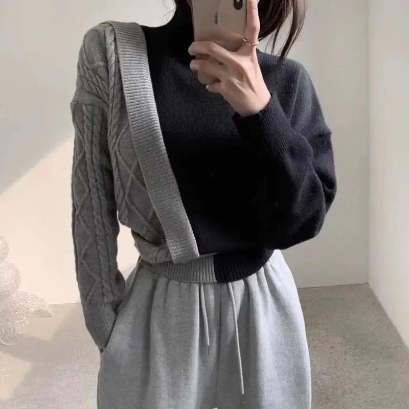 Niche Design Split-joint Sweater Plush Fashion Hub