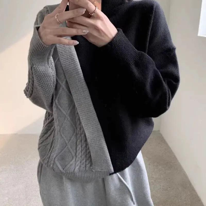 Niche Design Split-joint Sweater Plush Fashion Hub