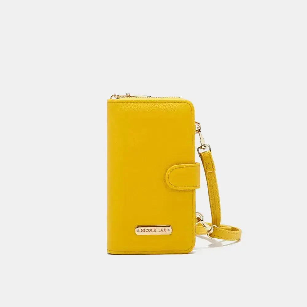 Vegan leather convertible 2-piece crossbody phone case and wallet by Plush Fashion Hub, with sleek design and functional compartments.