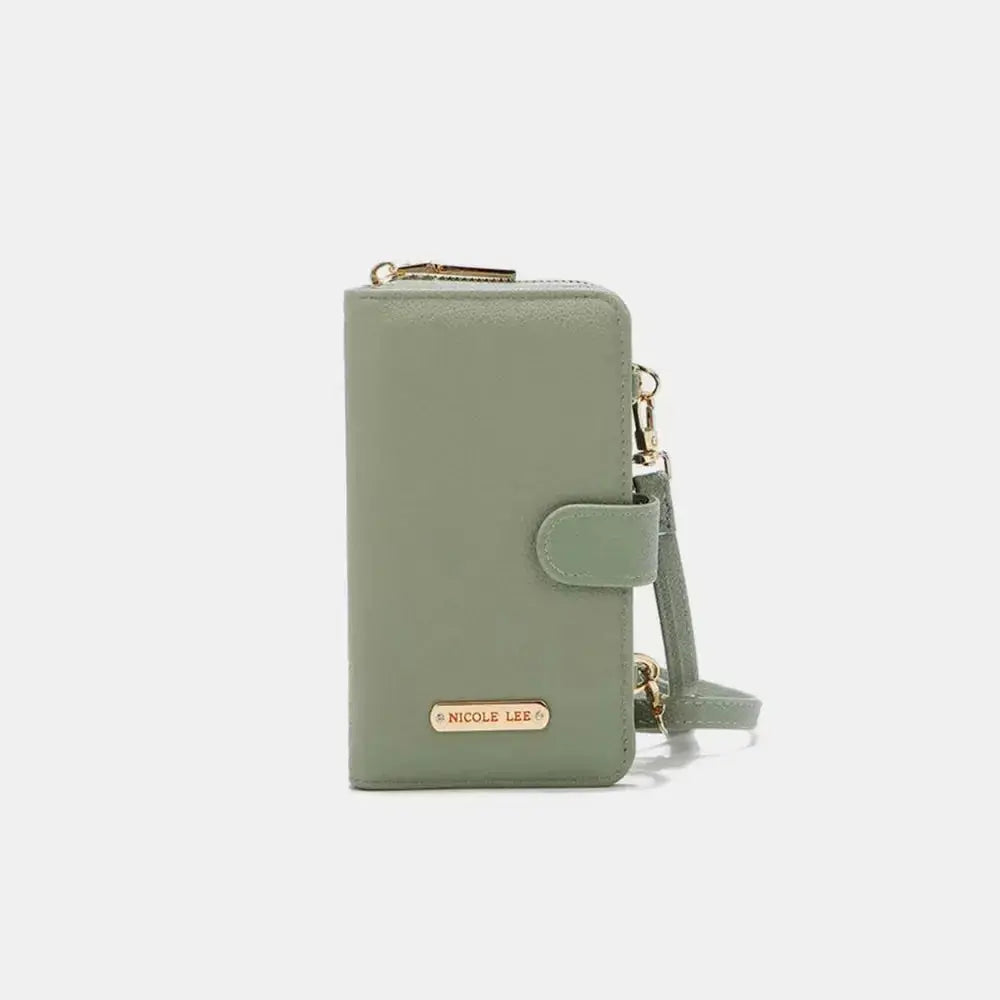 Vegan leather convertible 2-piece crossbody phone case and wallet by Plush Fashion Hub with Nicole-Lee-USA design.