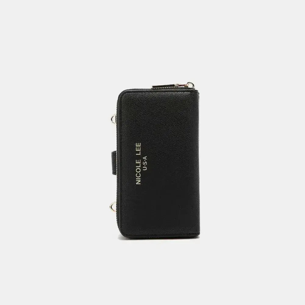 Vegan leather convertible 2-piece crossbody phone case and wallet by Plush Fashion Hub, featuring a sleek design and compact storage.