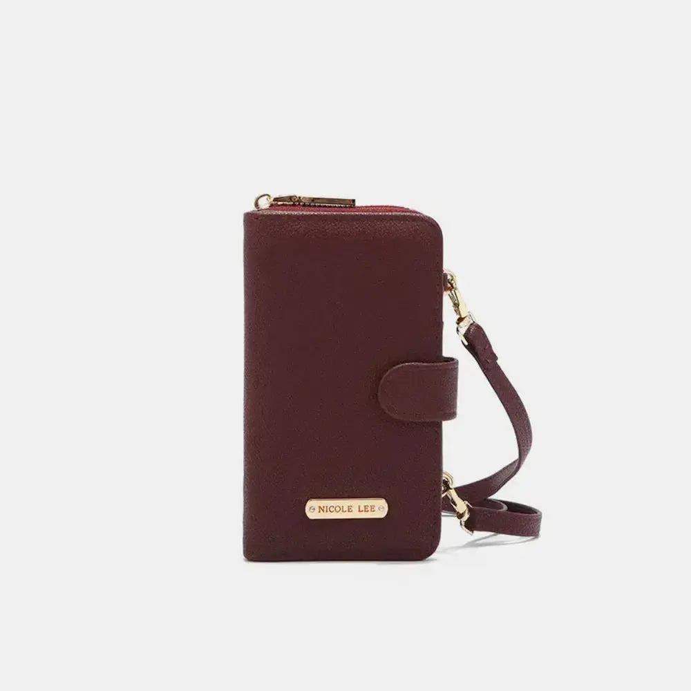 Vegan leather convertible 2-piece crossbody phone case and wallet by Plush Fashion Hub, featuring a sleek, stylish design.