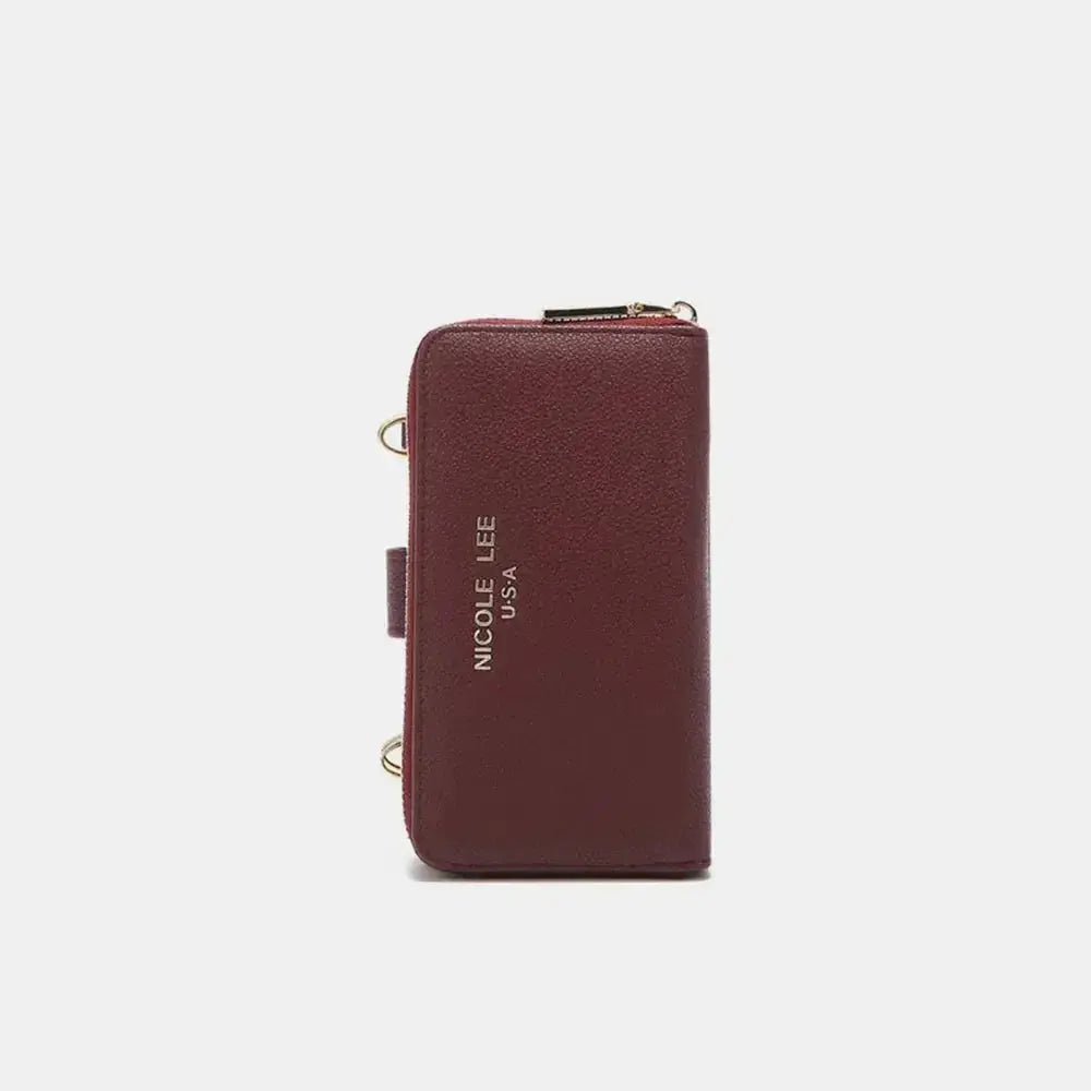 Vegan leather convertible 2-piece crossbody phone case and wallet by Plush Fashion Hub, featuring sleek design and compact storage.