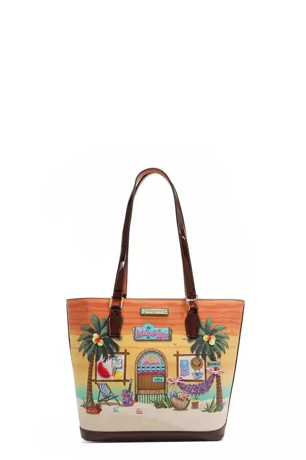 Nicole Lee USA Tropical Beach House Print Shopper Bag - Plush Fashion Hub