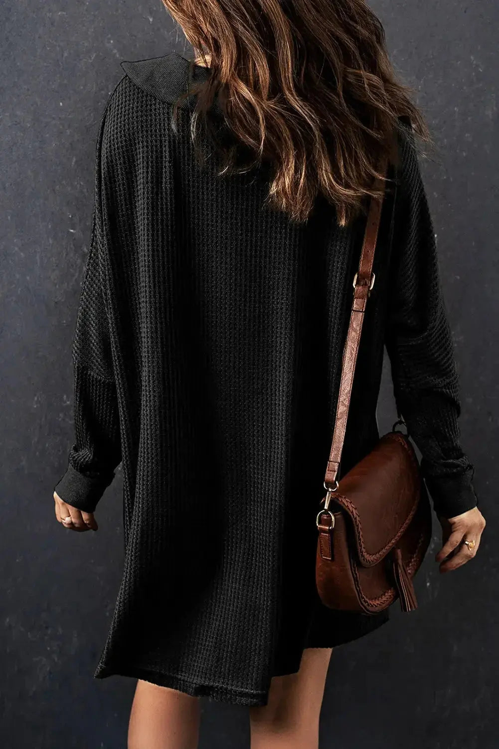 Nina waffle knit long sleeve top by Threaded Pear featuring a cozy, textured fabric and fitted silhouette.