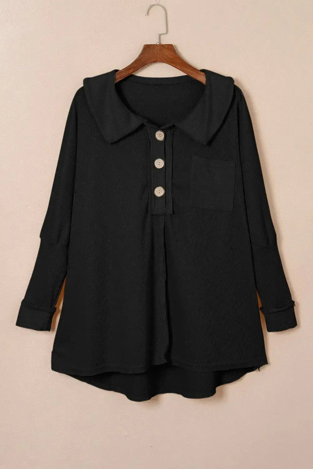 Nina waffle knit long sleeve top from Threaded Pear, featuring a cozy, textured fabric and a classic fit.