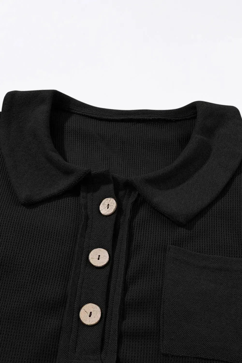Nina waffle knit long sleeve top by Threaded Pear, featuring a cozy textured fabric and classic fit in a neutral color.