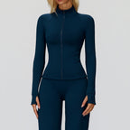 Bella Mia autumn winter stand collar coat with zipper, windproof, warm velvet top, suitable for running and casual wear.