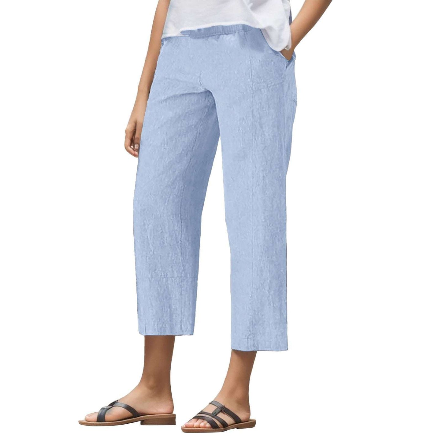 Solid Color High Waist Harem Casual PantsIntroducing our Solid Color High Waist Harem Casual Pants, available in khaki, gray, and blue. Made with comfortable cotton material and designed in a tight pants stLies pantsPlush Fashions ShopPlush Fashion Shop