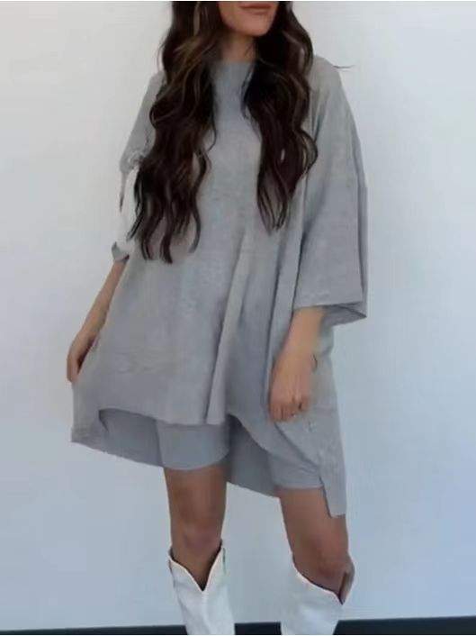 Women's Clothing Fashion Solid Color Loose T-shirt Tight ShortsElevate your wardrobe with our Women's Clothing Fashion Solid Color T-shirt and Shorts set. Made with high-quality viscose fiber, this outfit is not only comfortable2 piece setPlush Fashions ShopPlush Fashion Shop