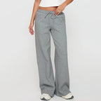 Women’s casual loose-fit trousers with drawstring waist in solid color, by Bella Mia, perfect for autumn wear.