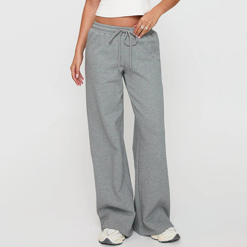 Women’s casual loose-fit trousers with drawstring waist in solid color, by Bella Mia, perfect for autumn wear.
