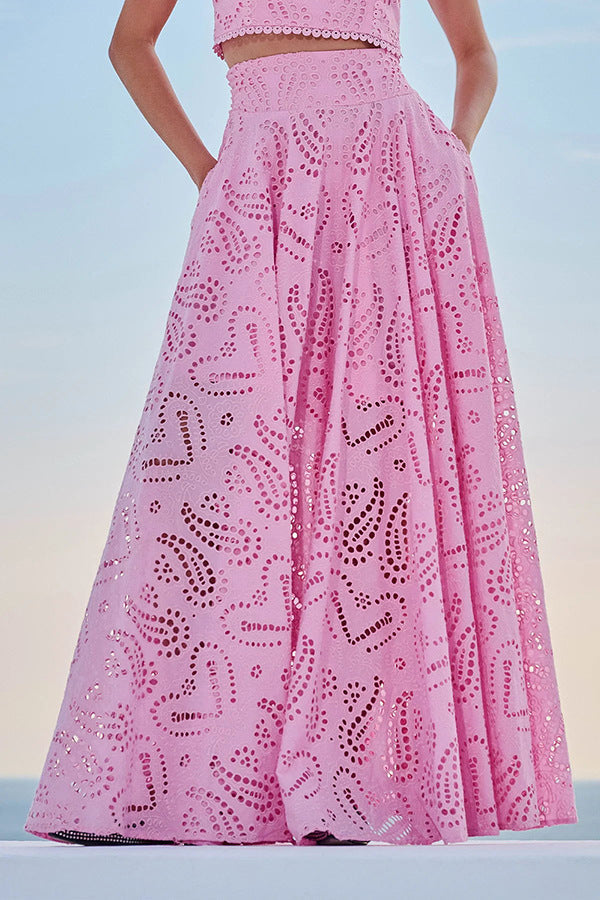 Casual women's sleeveless long skirt and pocket set from Plush Fashion Hub, perfect for spring and summer vacations.