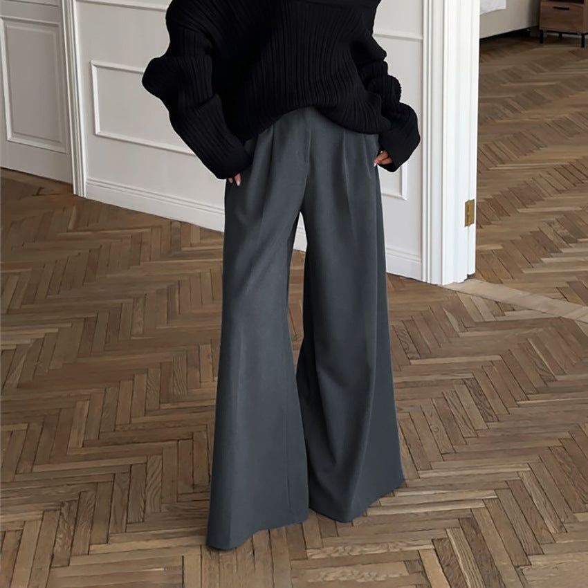 Bella Mia casual khaki wide leg pants, high waist, elegant and fashionable bottoms for autumn winter office and casual wear.