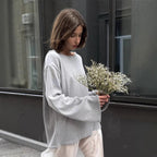 Bella Mia women's cotton backless pullover sweater, loose knitted autumn winter outerwear with a cozy, stylish design.