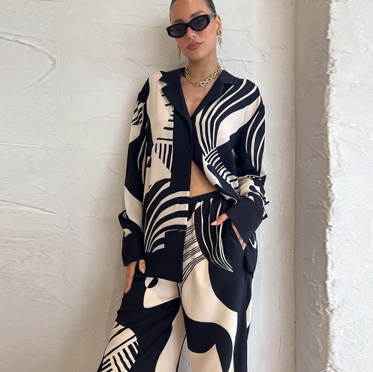Women’s casual matching set by Plush Fashion Hub featuring printed design, comfortable fit, perfect for everyday wear.