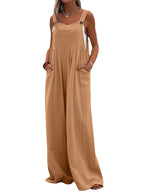 Women’s summer jumpsuit by Bella Mia featuring a solid color, ethnic-inspired design and wide-leg style for casual wear.