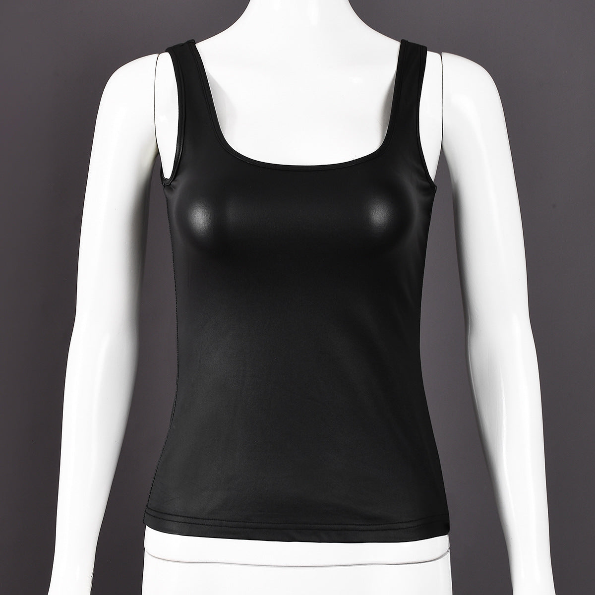 Women’s Bella Mia summer cropped vest with coated shoulder straps, U collar, and exposed design, perfect as trendy outerwear.