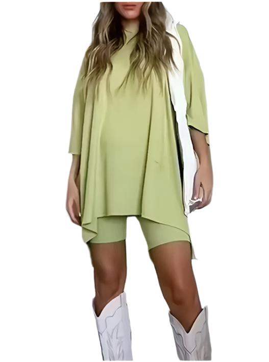 Women's Clothing Fashion Solid Color Loose T-shirt Tight ShortsElevate your wardrobe with our Women's Clothing Fashion Solid Color T-shirt and Shorts set. Made with high-quality viscose fiber, this outfit is not only comfortable2 piece setPlush Fashions ShopPlush Fashion Shop