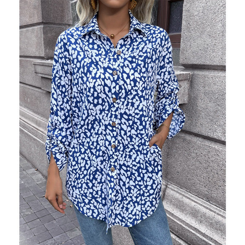 Women Clothing Sexy Leopard Print Single Breasted Cardigan Shirt Collared Shirt Top Women Bella Mia