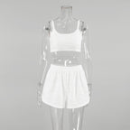 Bella Mia striped pajama suspenders with spaghetti straps and shorts, knitted plain summer ladies' homewear bottoms.