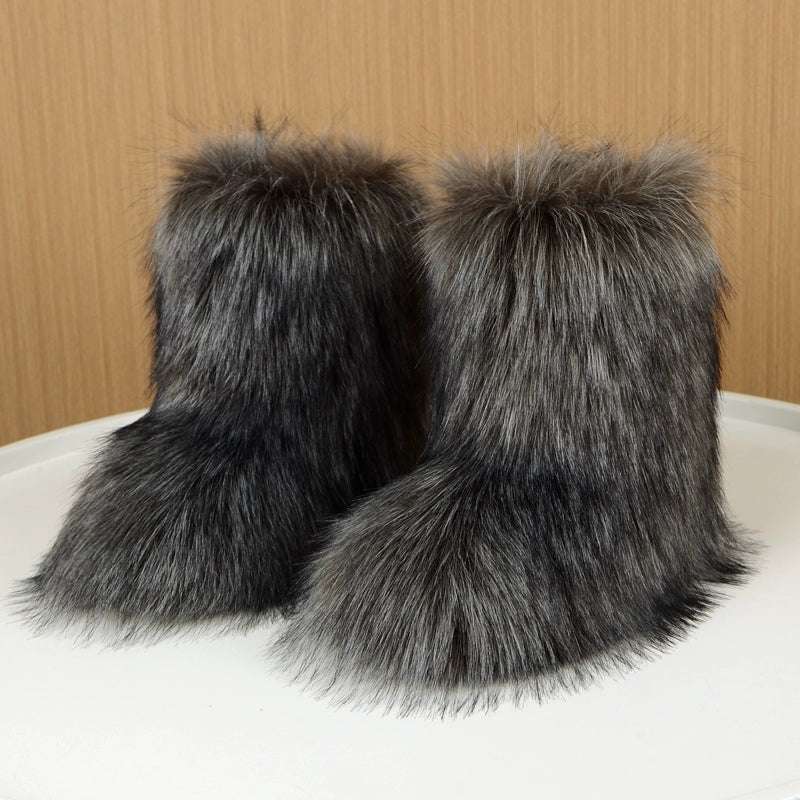 Ladies Fluffy 35cm Shibuya  Sexy Y2g Boots - Plush Fashion Shop #