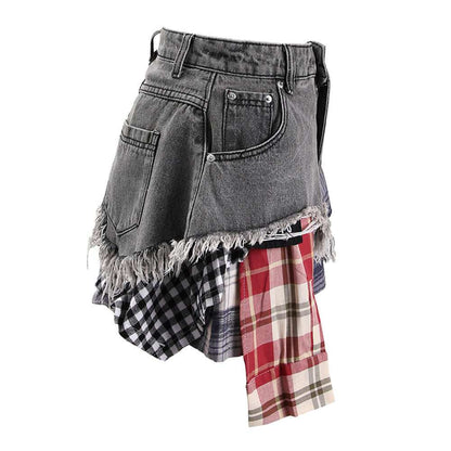 Deconstructing Design Sense Denim Skirt Female IrregularExperience effortless style with our Deconstructing Design Sense Denim Skirt. Made with comfortable and durable cotton fabric, this skirt features a trendy striped aSkirtPlush Fashions ShopPlush Fashion Shop