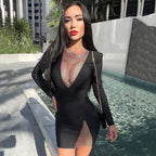 Plush Fashion Hub women's long sleeve spring and autumn dress with a tight fit, fashionable and sexy design, perfect for evening wear.